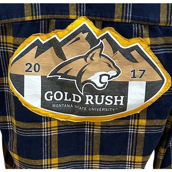 Montana State Bobcats Plaid Flannel Shirt Shacket SMALL Oversize Unique Football - Picture 2 of 6